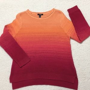 Chaps cotton ombré orange pink large sweater EUC
